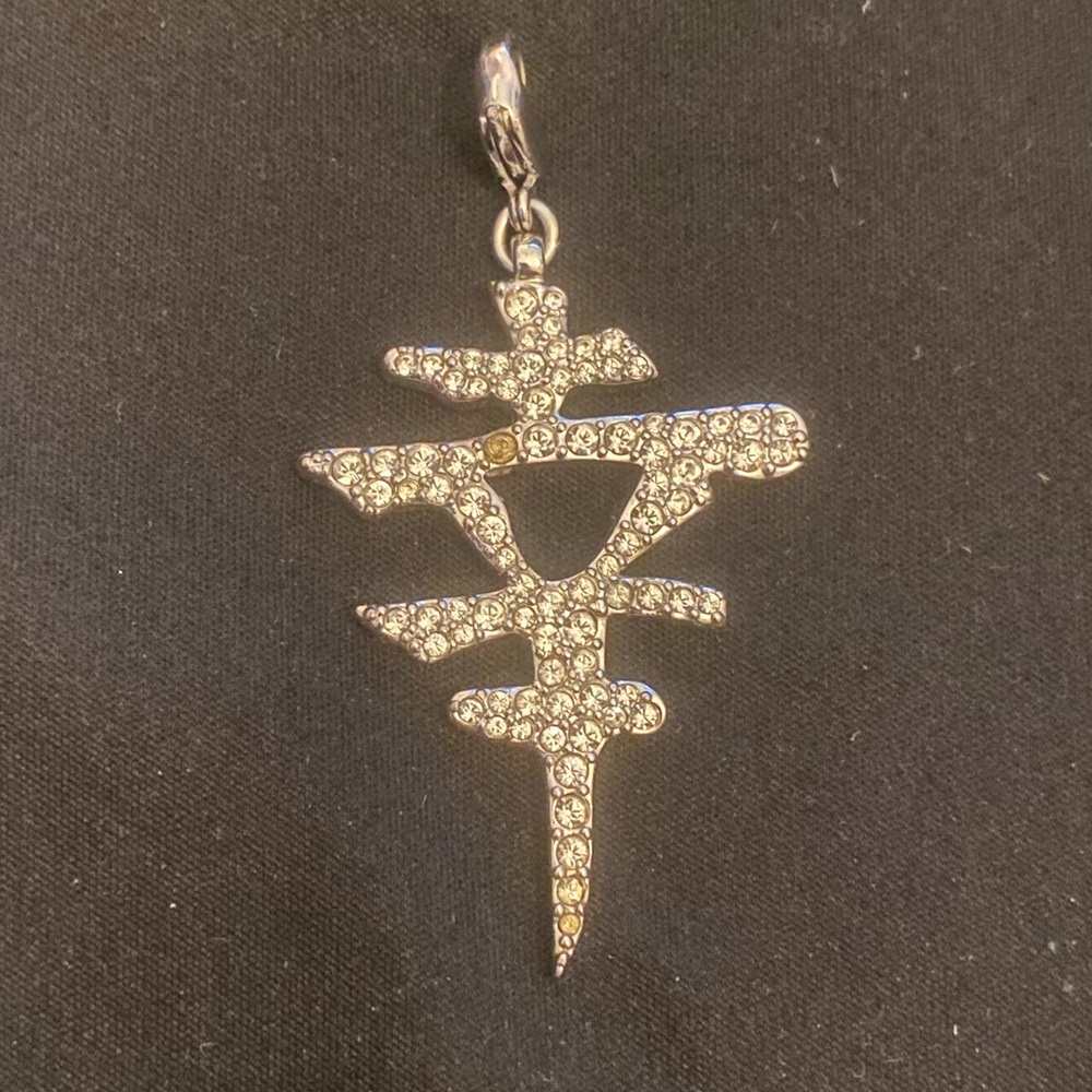 Swarovski Silver Pendant Chinese Good Luck Symbols with Crystals